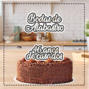Topo de Bolo Bodas de Alabastro 4682 - Arquivo Digital