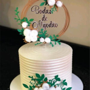 Topo de Bolo Bodas de Algodão Arquivo de Corte