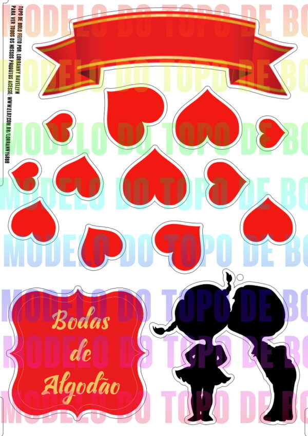 Arquivo Digital Topo de Bolo Bodas de Algodão #1