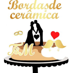 Topo de Bolo Bodas de Cerâmica + 4 Arquivos a Sua Escolha