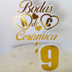 Topo de Bolo Bodas de Cerâmica (arquivo de Corte) 4 Por 10