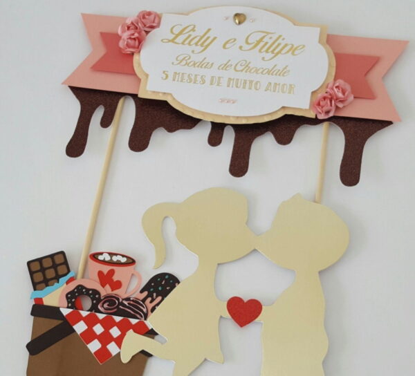 Topo de Bolo Bodas de Chocolate Arquivo de Corte Studio