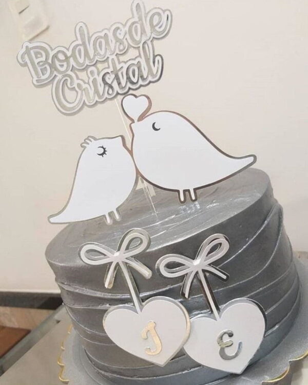 Topo de Bolo Bodas de Cristal Arquivo de Corte Studio