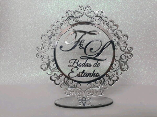 Topo de bolo bodas de estanho personalizado
