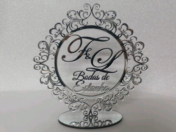 Topo de bolo bodas de estanho personalizado - Image 4