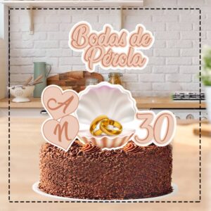 Topo de Bolo Bodas de Pérola 4844 - Arquivo Digital