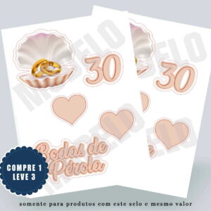 Topo de Bolo Bodas de Pérola Compre 1 Leve 3