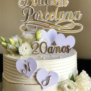 Topo de Bolo Bodas de Porcelana 20 Anos de Casados