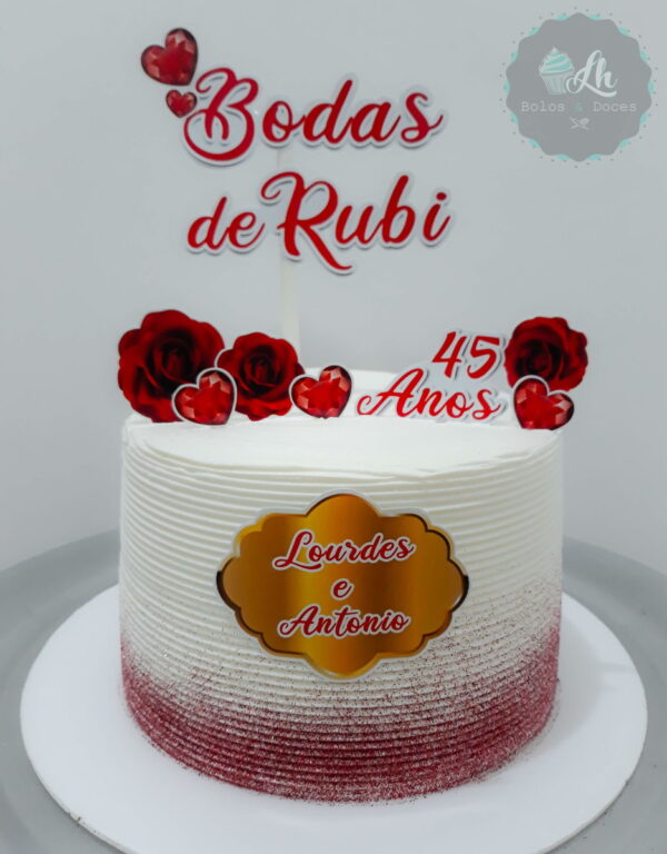 Arquivo Digital Topo de Bolo Bodas de Rubi #1 Pdf/jpg