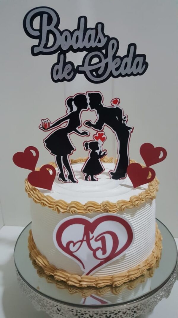 Arquivo digital p/ SILHOUETTE - Topo de Bolo Bodas de Seda - Imagem 2