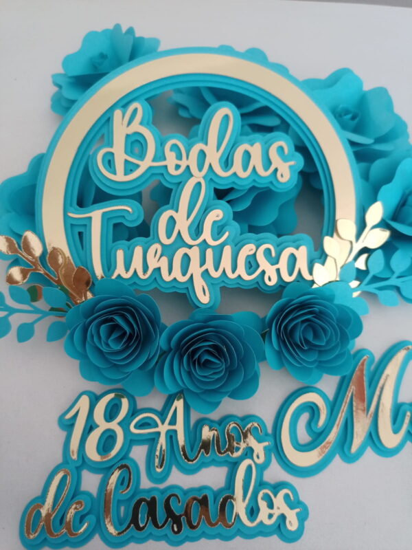 Topo de Bolo Bodas de Turquesa Arquivo Silhouette