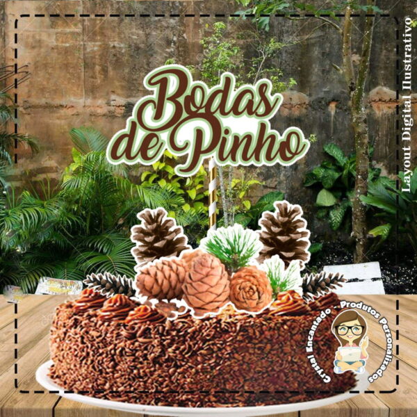 Topo de Bolo Bodas Pinho - Ref 0465 Arquivo Digital
