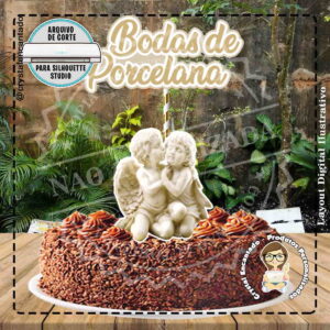 Topo de Bolo Bodas Porcelana - Ref 0468 Arquivo Digital