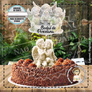 Topo de Bolo Bodas Porcelana - Ref 0467 Arquivo Digital