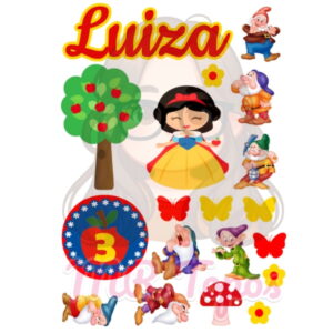 Topo de Bolo Branca de Neve Cute - Arquivo Digital Pdf/jpg