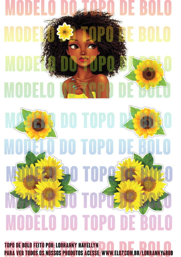 Arquivo Digital Topo de Bolo Cabelo Cacheado #2 Pdf/jpg - Image 2
