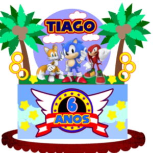 Topo de Bolo Camadas -sonic - Artes Studio 1701