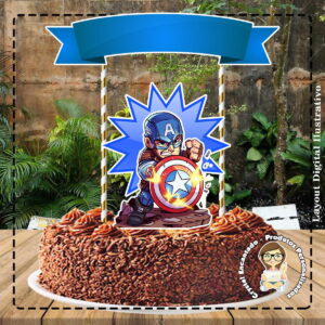 Topo de Bolo Capitao America Ref 0574 Arquivo Digital