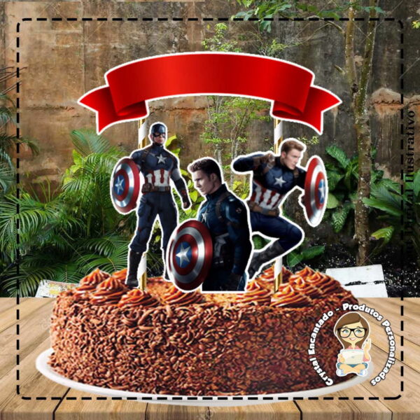 Topo de Bolo Capitao America Ref 0575 Arquivo Digital