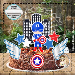 Topo de Bolo Capitao America Ref 0576 - Arquivo Digital