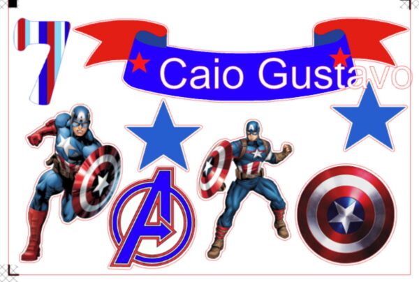 TOPO DE BOLO CAPITAO AMERICA - ARQUIVO DE CORTE SILHOUETTE