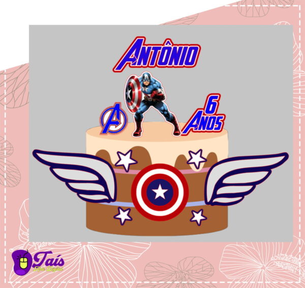 Topo de Bolo Capitão América - Arquivo de Corte Studio e PDF