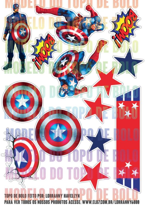 Arquivo Digital Topo de Bolo Capitão América #1 Pdf/jpg - Imagem 2