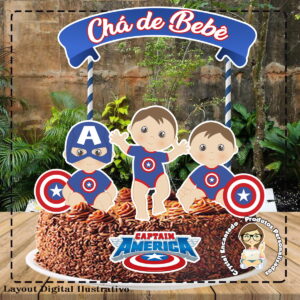 Topo de Bolo Capitao America Baby Ref 0577 Arquivo Digital