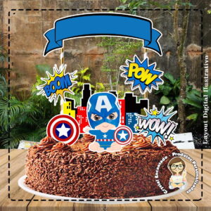 Topo de Bolo Capitao America Baby Ref 0578 Arquivo Digital