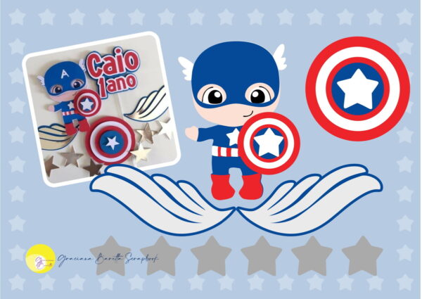 Topo de Bolo Capitão América Baby