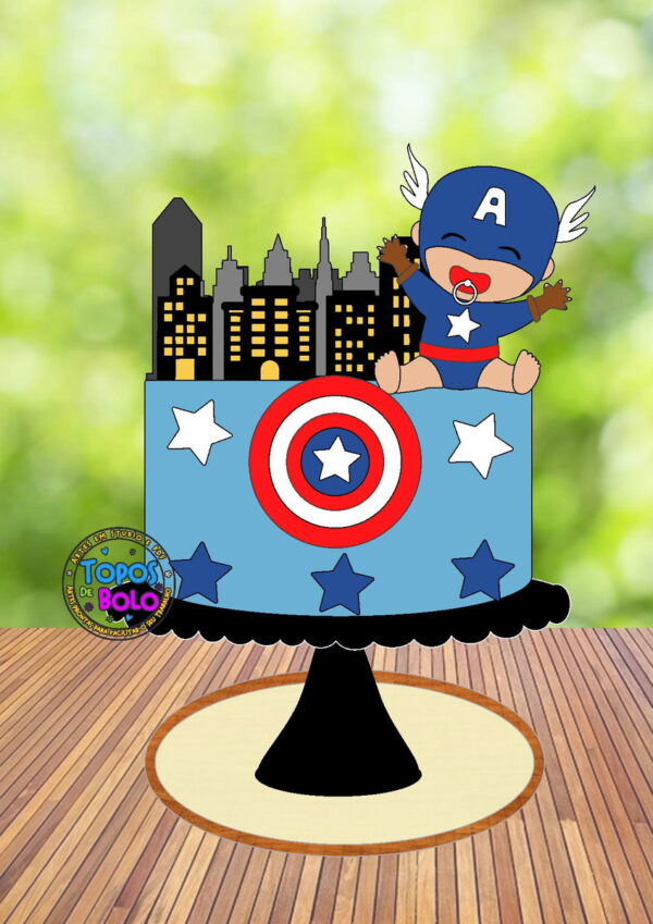Topo de Bolo Capitão América Bebê- Arquivo Digital
