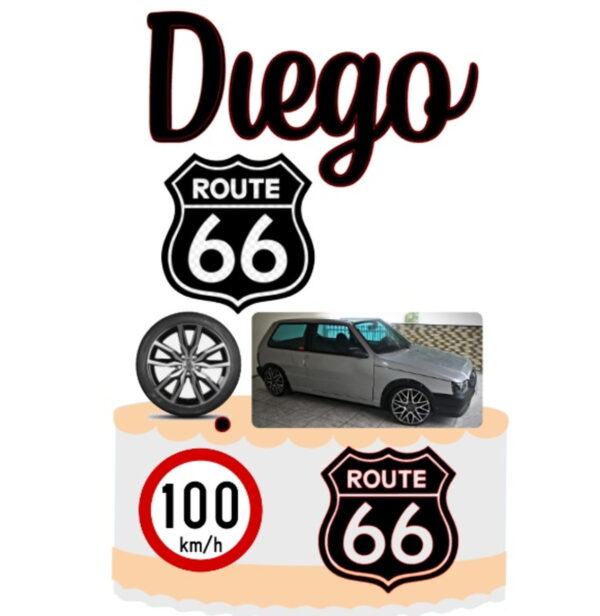 Topo de Bolo Carro + 4 Arquivos a Sua Escolha