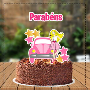Topo de Bolo Carro Barbie 4860 Arquivo Digital
