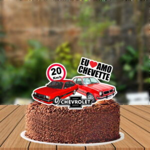 Topo de Bolo Carro Chevette Vermelho - 0495 Arquivo Digital