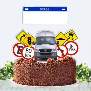 Topo de Bolo Carro Placas de Transito Arquivo Digital