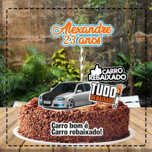 Topo de Bolo Carro Rebaixado Gol - 2495 Arquivo Digital