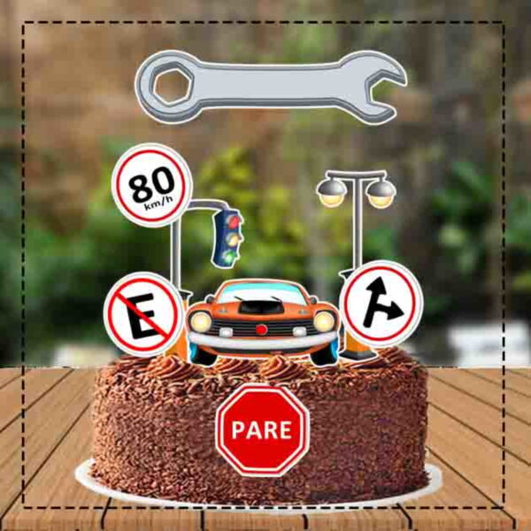 Topo de Bolo Carro Retro - 2377 Arquivo Digital