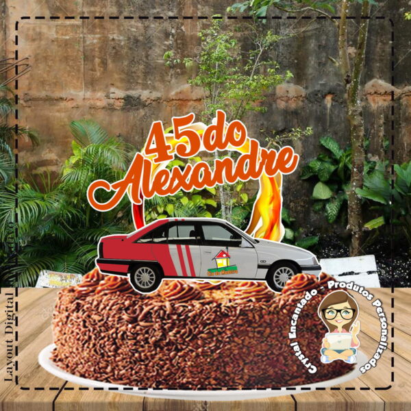 Topo de Bolo Carro Roda de Fogo - Ref 1401 Arquivo Digital