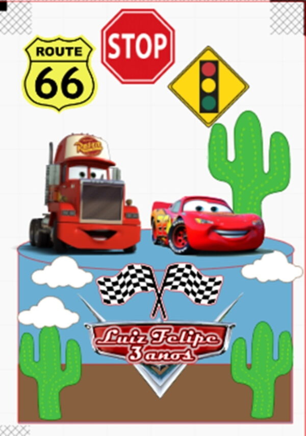 Topo de Bolo Carros - Arquivo Digital Topper 032