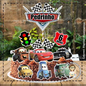 Topo de Bolo Carros Disney - Ref 1835 Arquivo Digital