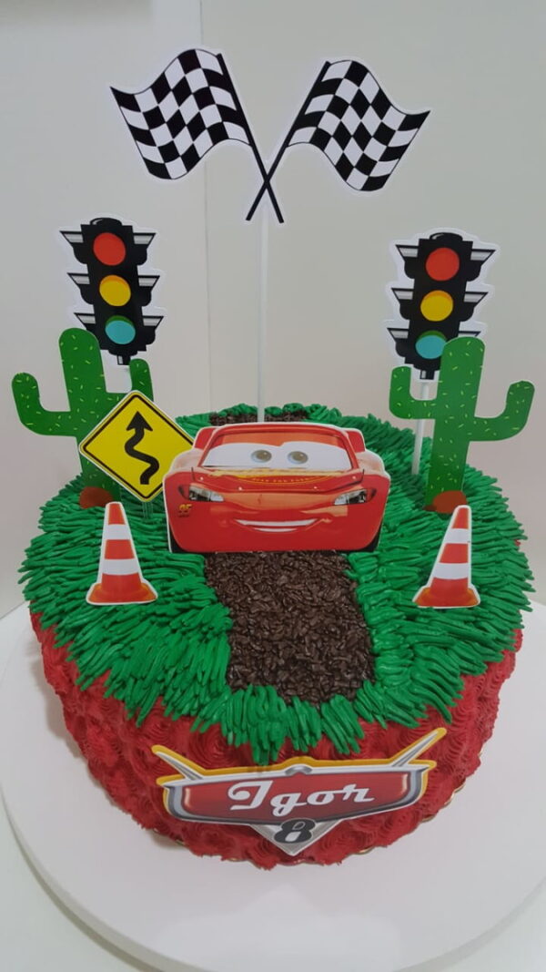 Arquivo digital p/ SILHOUETTE - Topo de Bolo Carros Mcqueen - Imagem 3