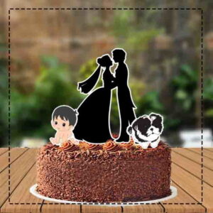 Topo de Bolo Casal Bebe Silhoueta - 3783 Arquivo Digital