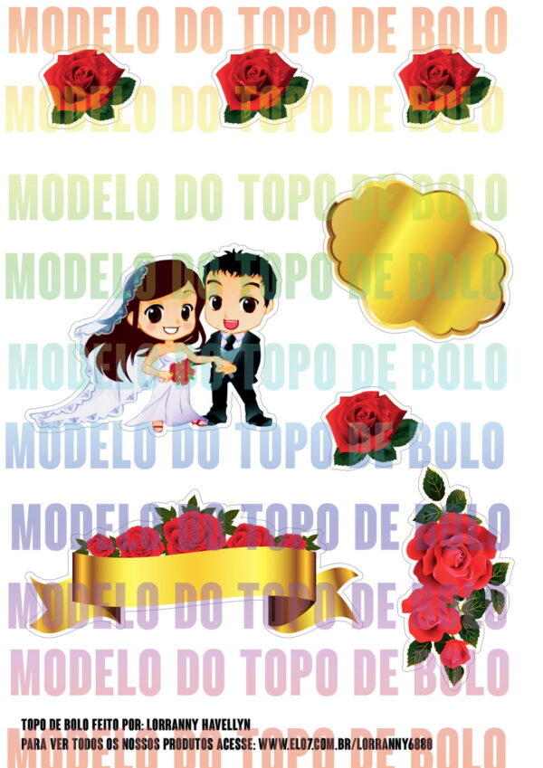 Arquivo Digital Topo de Bolo Casamento #1 - Imagem 2
