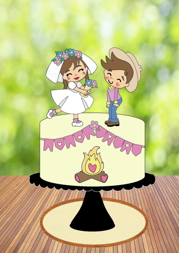 Topo de Bolo Casamento na Roça - Arquivo Digital