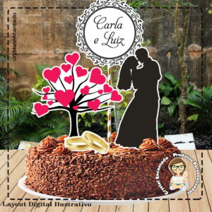 Topo de Bolo Casamento Silhoueta - 0604 Arquivo Digital
