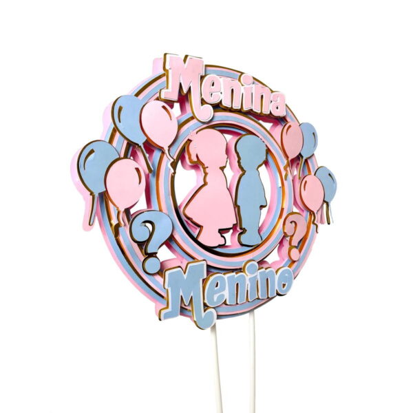 Topo de Bolo Topper Circular Revelação - Arquivo Digital