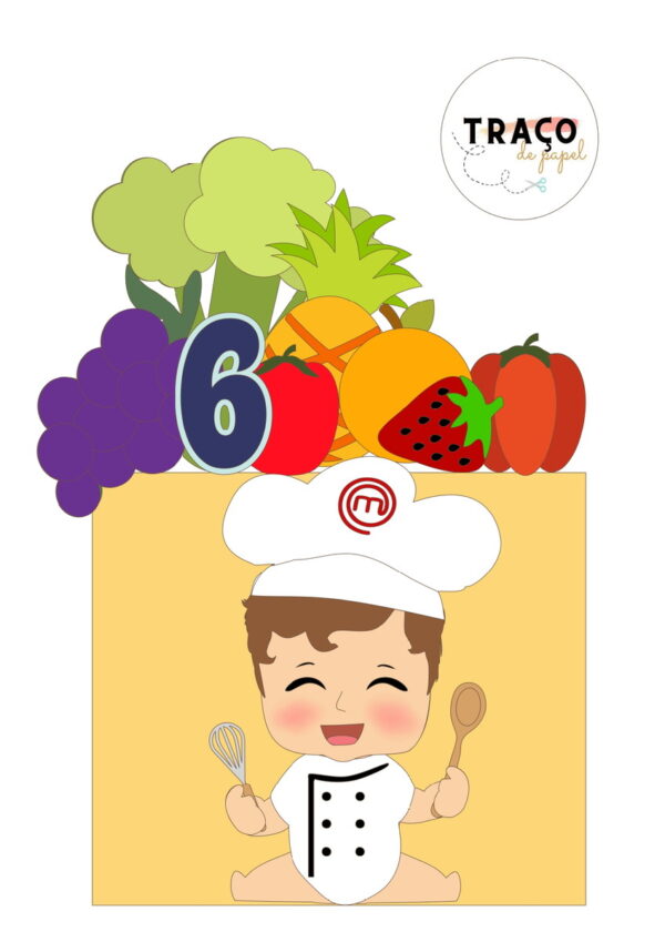 Topo De Bolo Chef Menino- 100% Camadas (arquivo Digital)