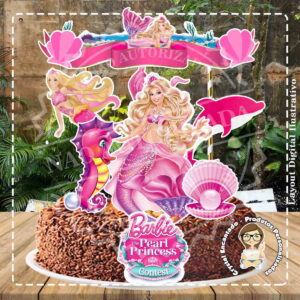 Topo de Bolo Barbie Sereia - Ref 0251 Arquivo Digital