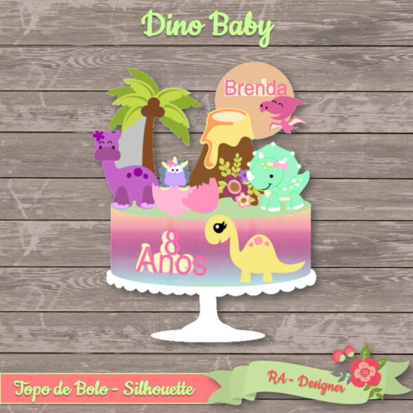 Topo de Bolo Dino Baby