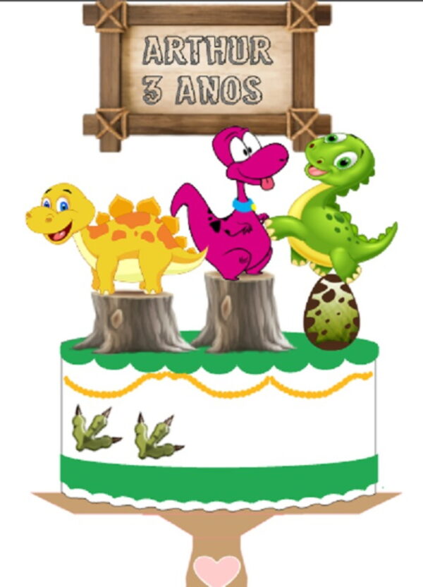 Topo de Bolo Dinossauro - Arquivo de Corte